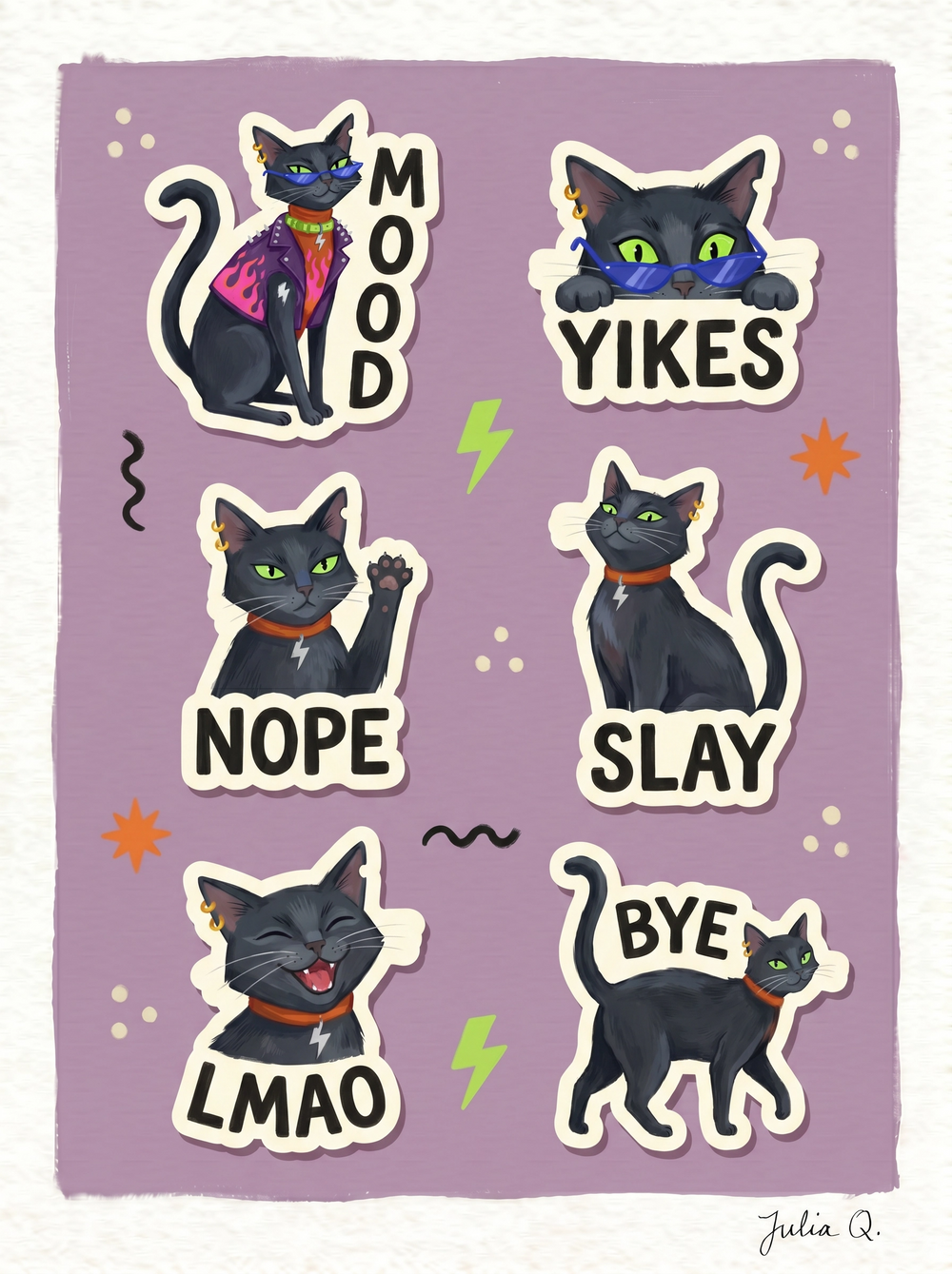 Custom punk cat sticker pack for WhatsApp and social media