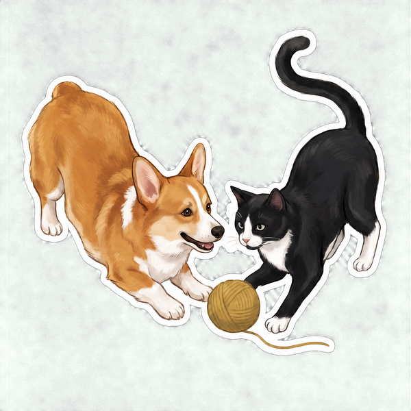 Custom illustrated cat and dog digital sticker pack